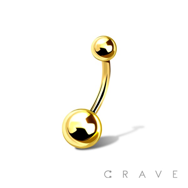 GOLD PVD PLATING OVER 316L SURGICAL STEEL BASIC NAVEL RING